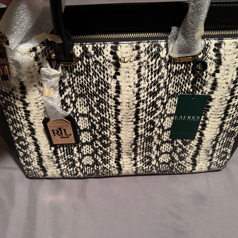Ralph Lauren Large Convertible Snake Design Satchel